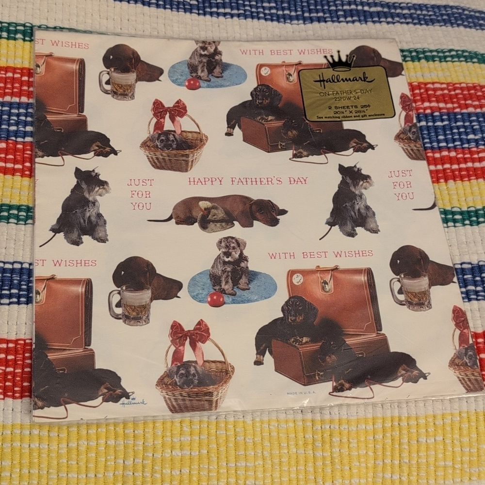 Hallmark vintage Father's Day dog gift wrapping paper NIP
